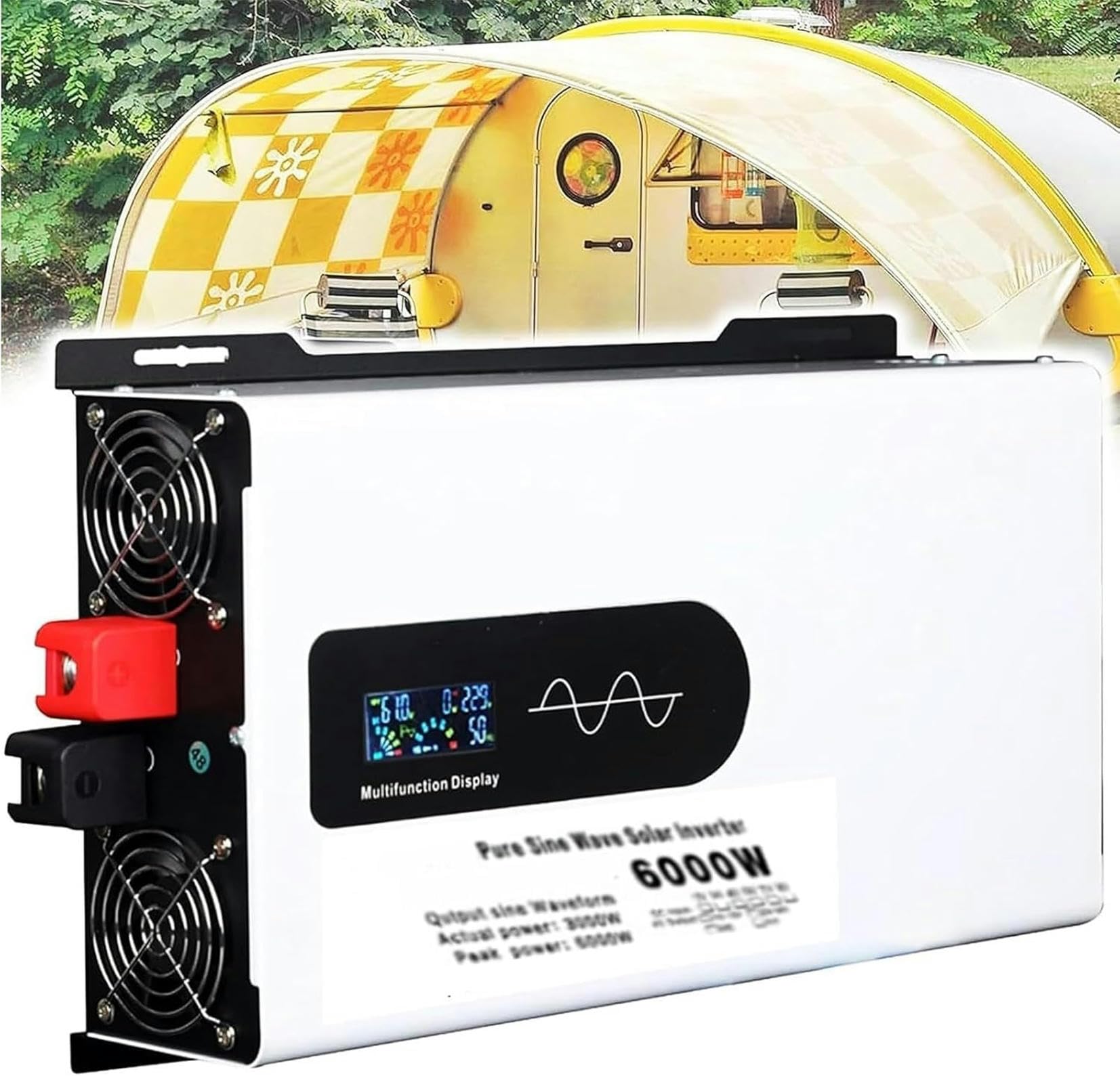 Onduleur pure sinus 4000W à 8000W transformateur de tension 12V 24V 48V vers 220V avec écran LCD