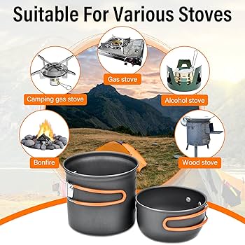 Set Da Campeggio Queta 10 Pezzi - Pentole, Fornello E Accessori Per Trekking E Picnic - Foto 10