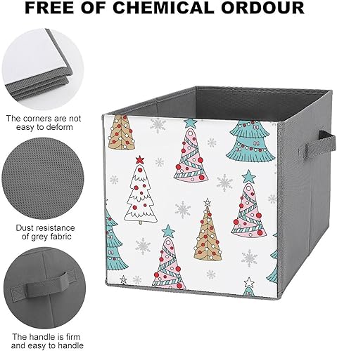 Miniatura 3 de Christmas Trees Snowflakess Storage Cubes, 11 Inch Fabric Bins with Double Handles,Closet Organizers for Shelves,Foldable,for Clothes,Toys