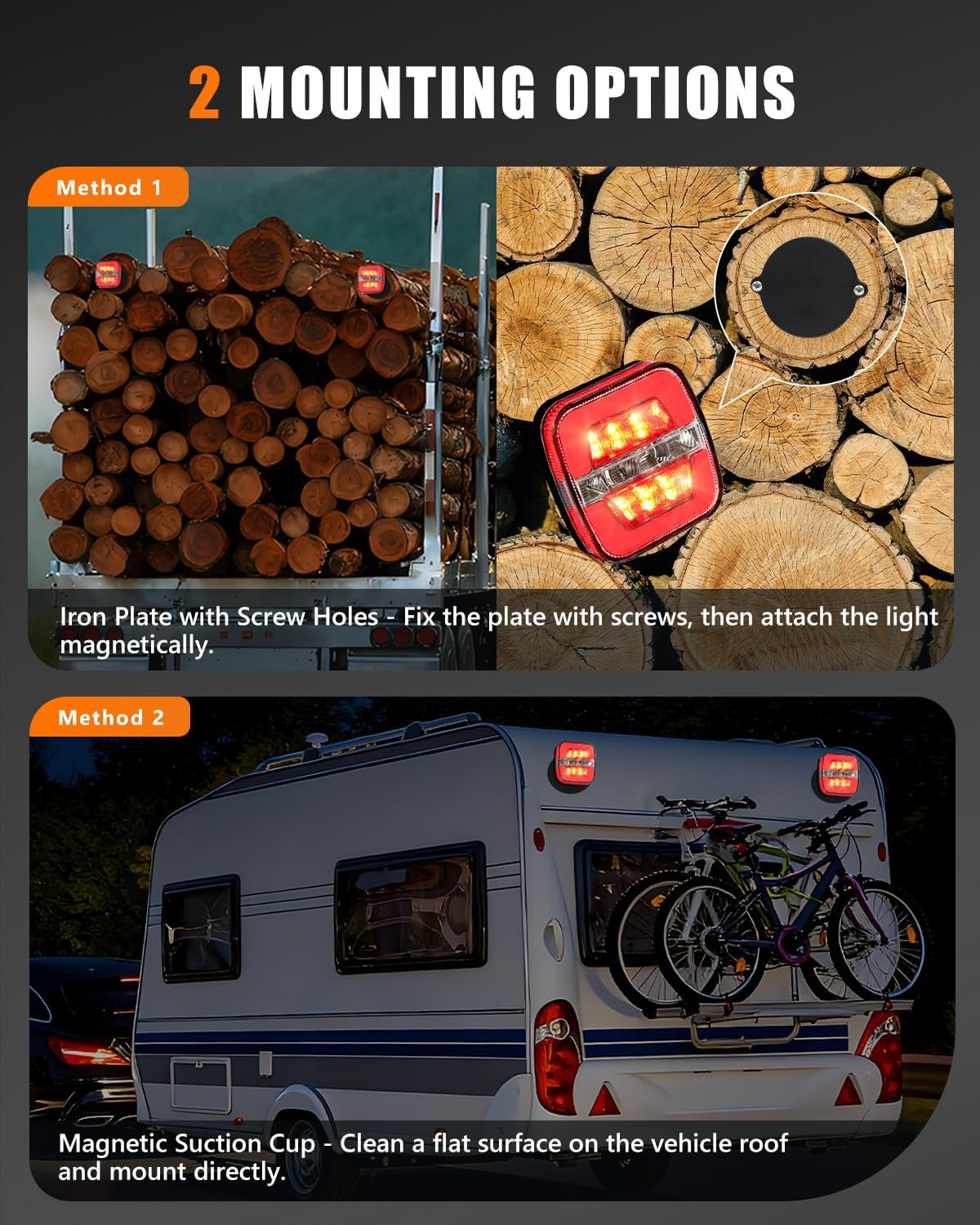 4 PIN Wireless Trailer Lights, Adjustable Magnetic LED Trailer Lights with Reflectors, [5 Modes] Magnetic Lights for Trailer, Rechargeable(Type C) Tow Tail Lights Kit for Trucks, RVs, Campers