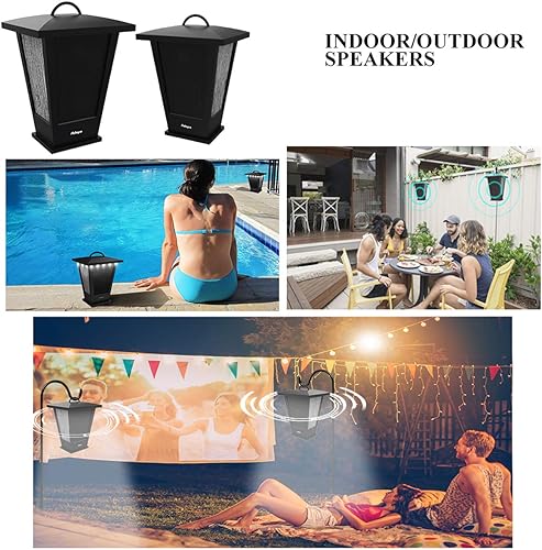 Miniatura 4 de pohopa Altavoces Bluetooth impermeables, 2 paquetes de sonido estéreo inalámbrico verdadero de 20 W, linterna de emparejamiento dual para exteriores
