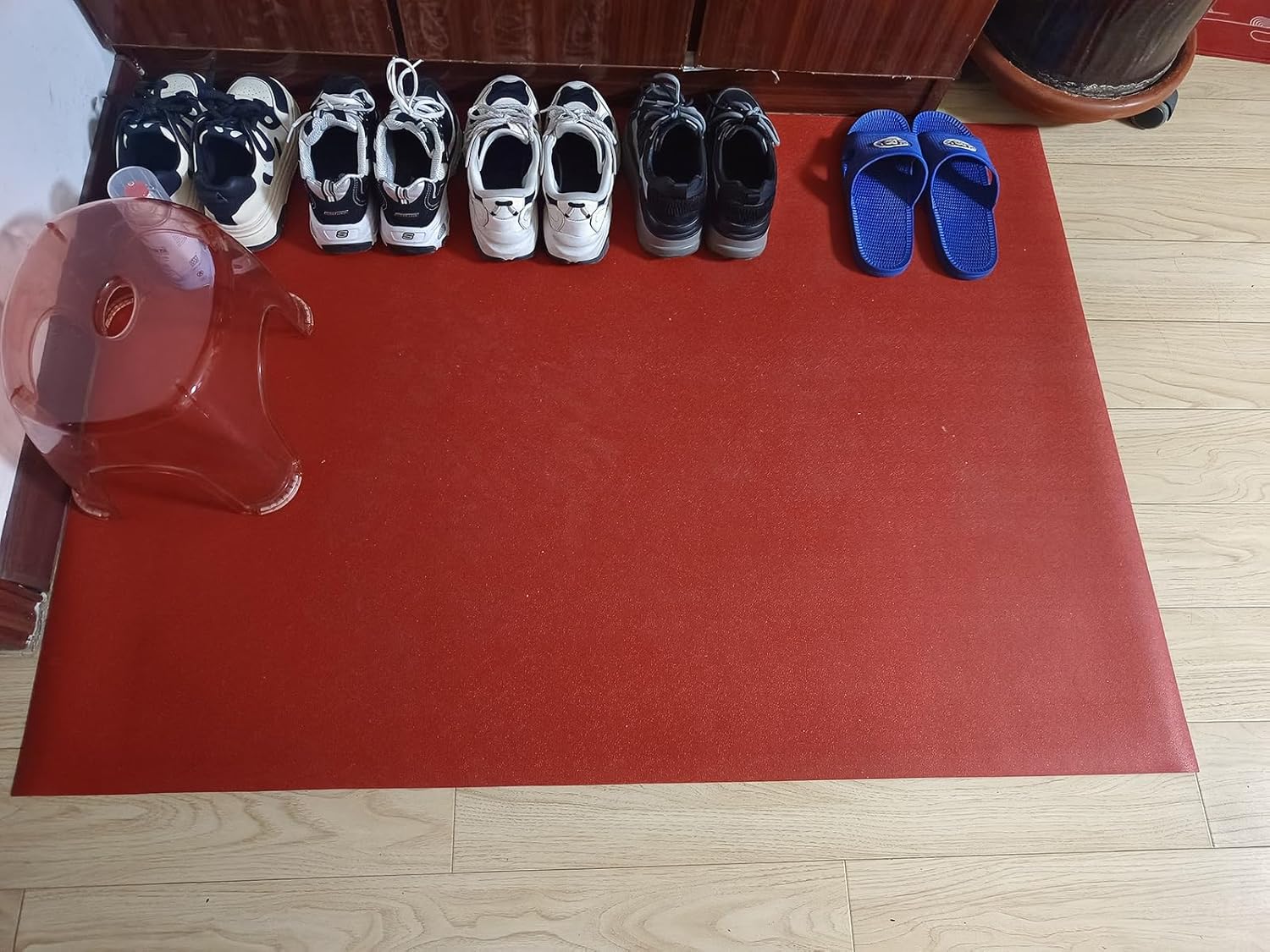 Red Non-Slip Garage & Shop Floor Parking Mats, PVC Rubber Flooring Rolls for Basement Warehouse Factory and Workshop, Heavy Duty Waterproof Protection From Rain and Mud ( Size : 90x732cm (3x24ft) )