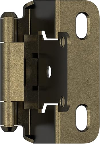 Miniatura 16 de Amerock Bisagra para gabinete de 3/8 pulgadas (10 mm) empotrada 𝙷inge de níquel satinado, paquete de 2, bisagra de cierre automático 𝐇inge de ajuste