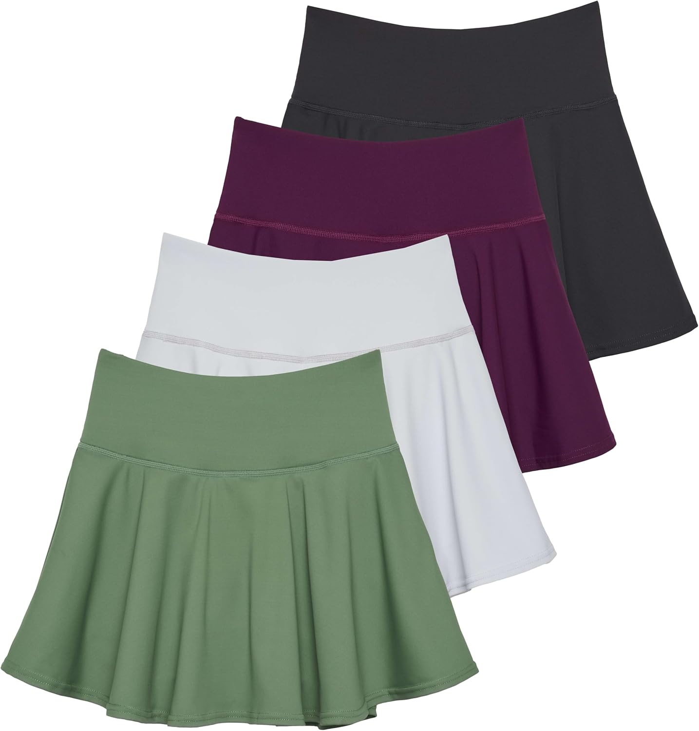 Real Essentials 4 Pack: Women’s Skater Pleated Tennis Skort - Skirt with Shorts Pockets Athletic Golf Workout (Plus)