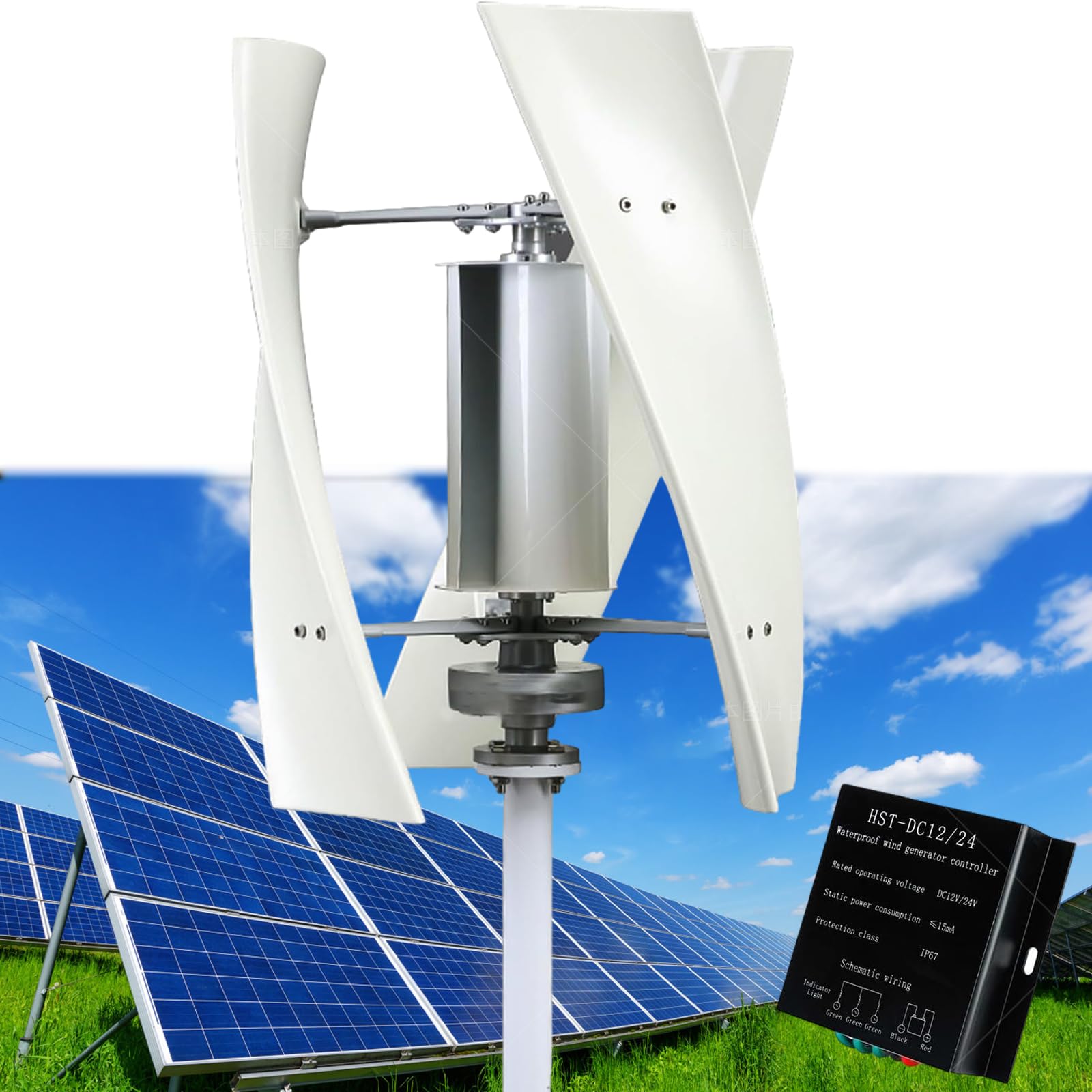 6000W Domowy Pionowy Generator Turbinowy 24V 48V 220V Bezrdzeniowy Niskoprędkościowy Pionowy Wiatrak z Kontrolerem do Zastosowań Morskich, Kamperów, Gospodarstw
