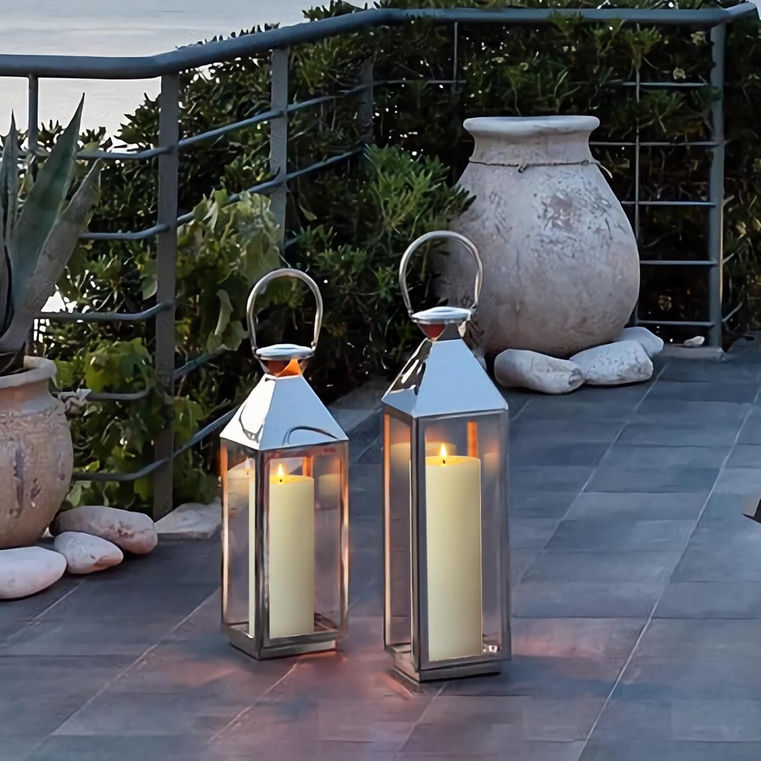 Yeelida 4" x14" Flameless Flickering Waterproof Candles with Remote, LED Battery Operated Timer Plastic Ivory Pack of 1 Pillar Candles for Outdoor Use (Long Lasting 420+ Hrs)