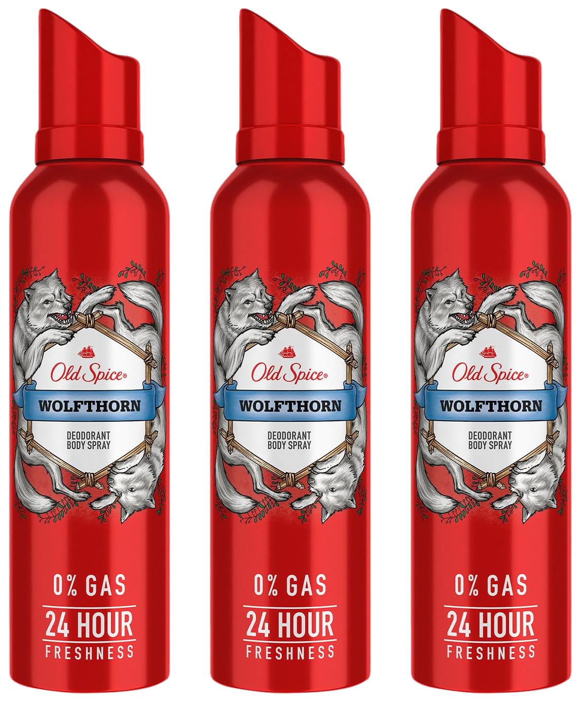 Old Spice Wolfthorn No Gas Deodorant Body Spray Perfume for Men, 140ml (Pack of 3)