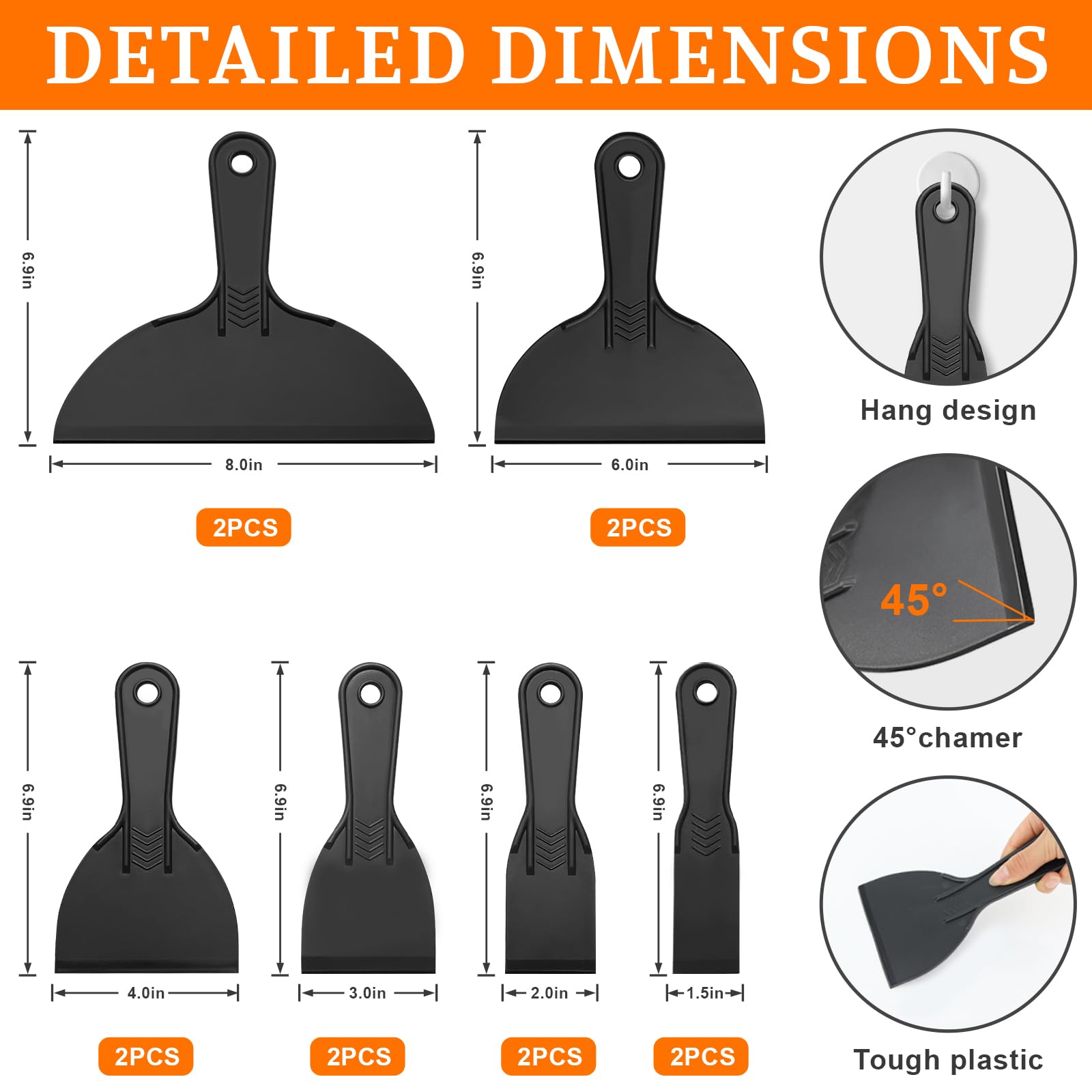 Condition photo showing Brand New for 15 pack plastic putty knife, putty knife scraper for spackling, scraper tool set in 6 sizes, flexible knives for taping drywall wall painting