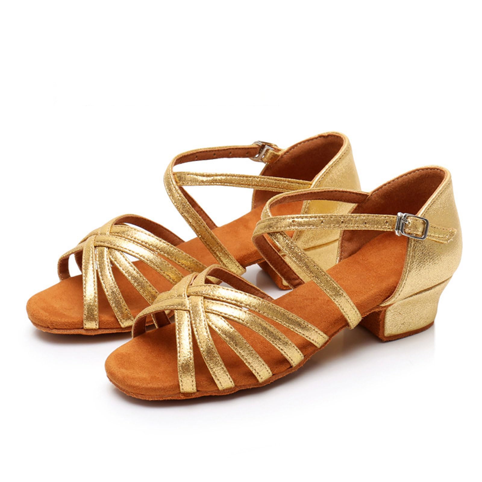 LuminescentDream Women And Girls' Latin Dance Shoes,Low Heels Open Toe Ballroom Practice Performence Dancing Shoes,Breathable Shoes Indoor,for Beginners Practice