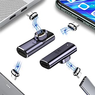 [2Pack Elbow+ Extra 2 Plugs] USB C Magnetic Adapter,24 Pins Type C Support Thunderbolt 4,USB4.0, PD 100W Charge,40Gb/s Data Transfer,8K Video Output Compatible with MacBook and More USB C Devices