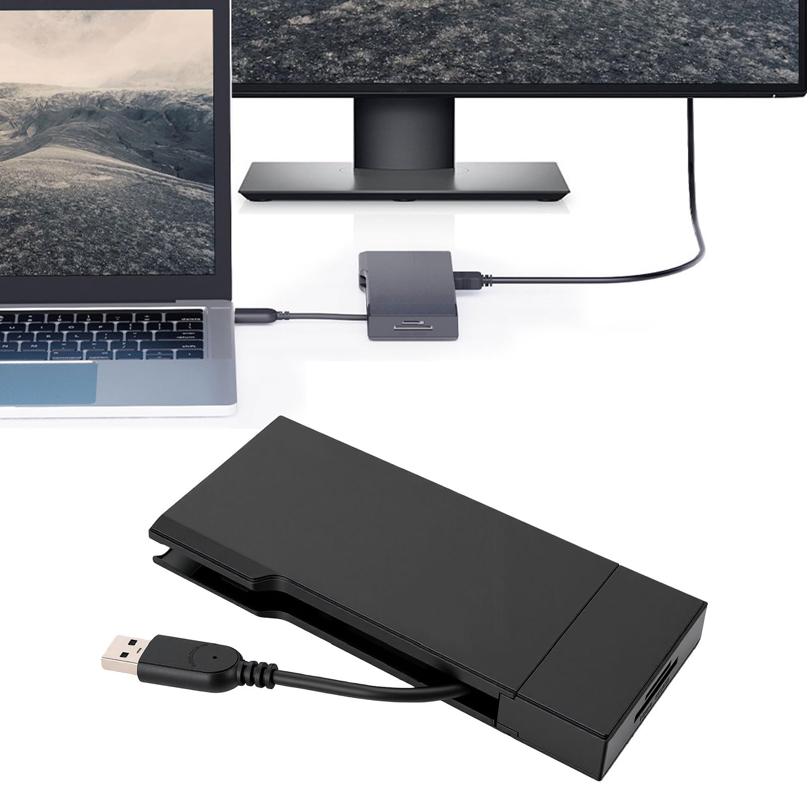 Jectse Docking Station USB 3.0, Hub Adattatore per Doppio Monitor 4K e VGA con Gigabit Ethernet, 3 Porte USB e Lettore di Schede per Operativo PC Laptop