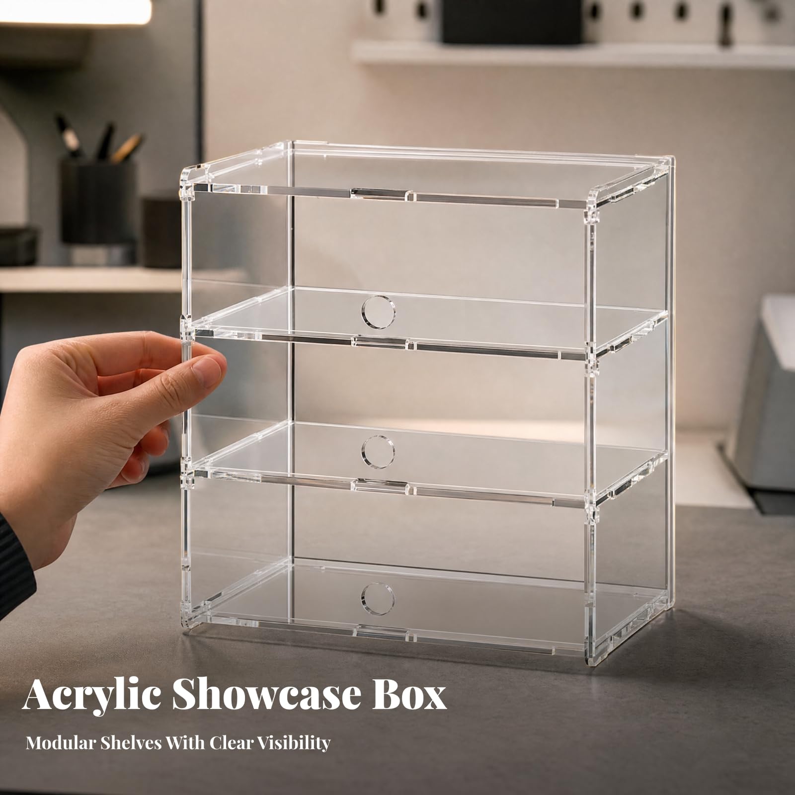 Boîte Présentation en Acrylique Anti-ère Vitrine en Acrylique Compact Présentoir pr nneurs, Étagère , 4 Niveaux