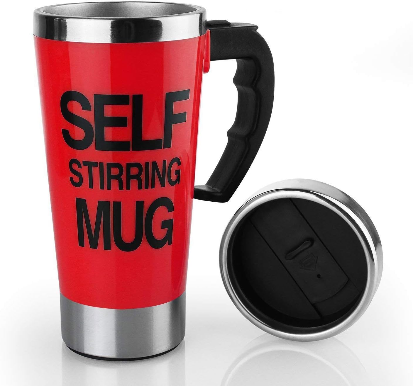 17oz Coffee Milk Automatic Mixing Cup Self Stirring Mug Stainless Steel Thermal Cup Electric Lazy Smart Double Insulated Cup (red)