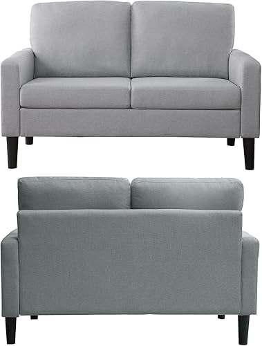 Miniatura 8 de BEEY Sofá biplaza moderno, sofá biplaza pequeño de 53 pulgadas para espacios pequeños, sofá de 2 plazas de tela de lino para sala de estar y
