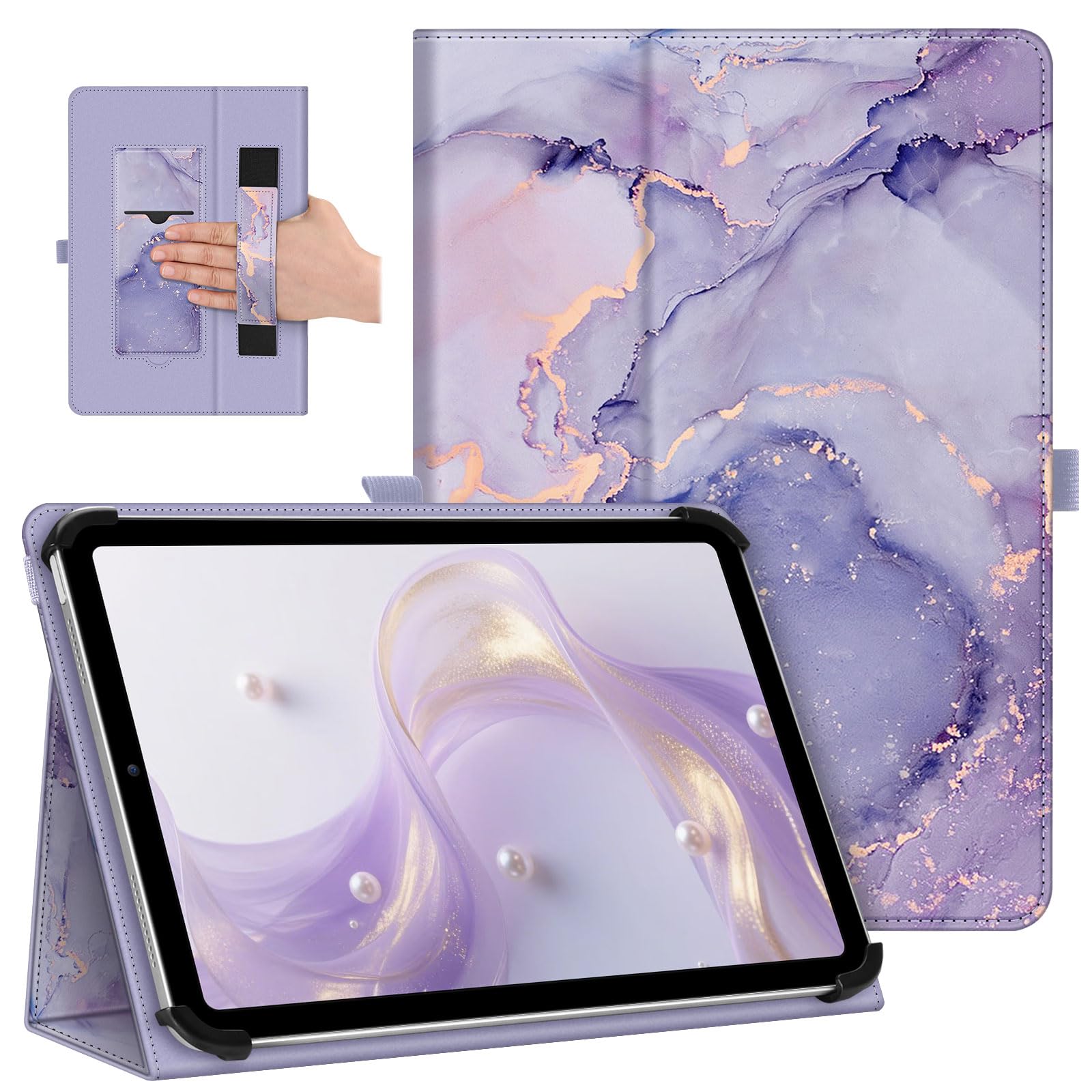 Universal 9-11 inch Tablet Case - Folio Stand Cover with Hand Strap | Card Slot, Pencil H…