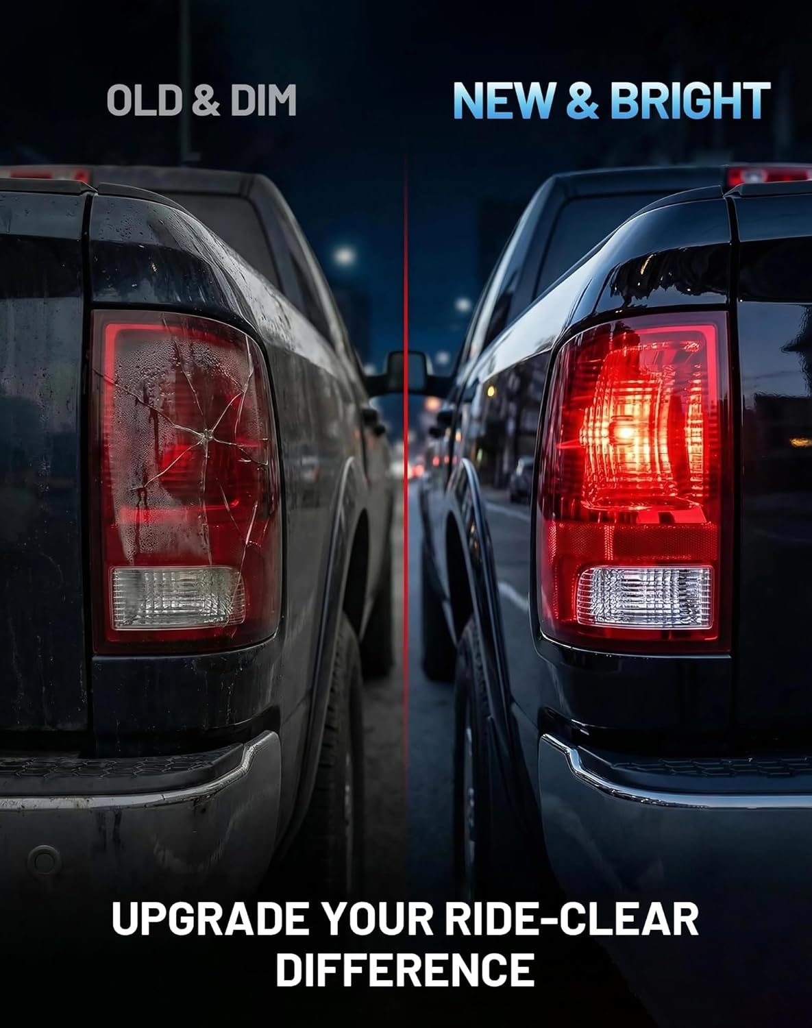 Tail Light Assembly Left Driver Side Compatible with Dodge Ram 1500 09-18, 2500 3500 10-18, 1500 Classic 19-22 - Rear Brake Lamp Replacement CH2818124 55277415AF (Halogen Model Only)