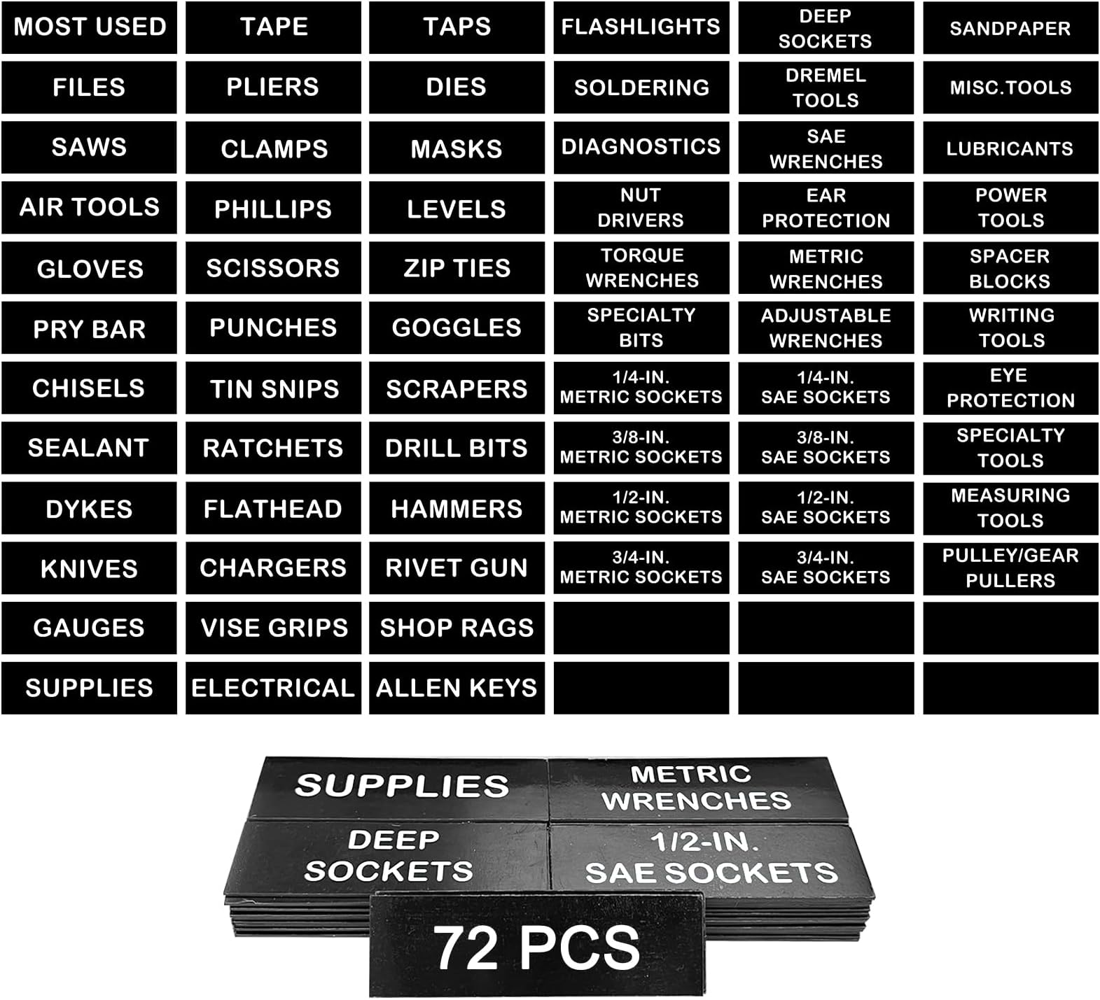 Tool Box Label Decal Sticker Set. Organization Label Set for Toolbox.