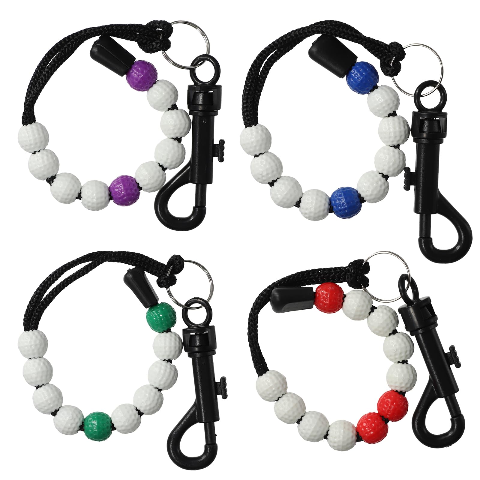 PKRFCJ 4 Pieces Golf Beads to Count Strokes for Women, Golf Beads Score Counter with Clip, Beaded Scoring String, Suitable for Referee Caddie Golfer