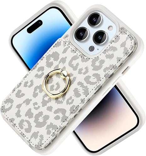 Miniatura 2 de Lipvina Funda para iPhone 14 Pro Max con tarjetero, tarjetero de crédito, soporte de anillo, bloqueo RFID, funda de piel sintética a prueba de