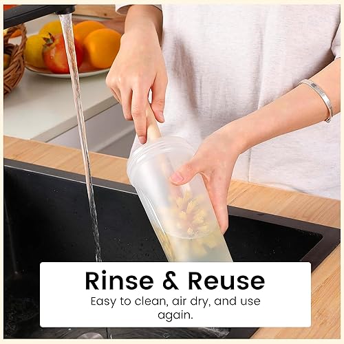 Miniatura 5 de Cepillo para botellas, mango de madera de haya alemana extra largo de 14 pulgadas, cerdas de cáñamo fuertes, cero residuos, limpia y frota frascos,