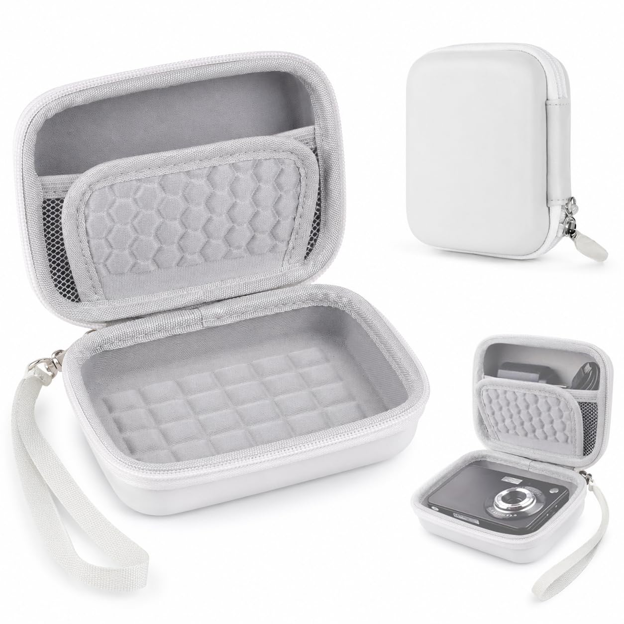 Digital Camera Case, Small Camera Bag for Kodak Pixpro fz45-55, Canon IXUS & PowerShot ELPH Series, Panasonic LX/FX, Nikon S Series, Sony Cyber-Shot DSC Series, etc (Digital Camera Case, White)-image-49