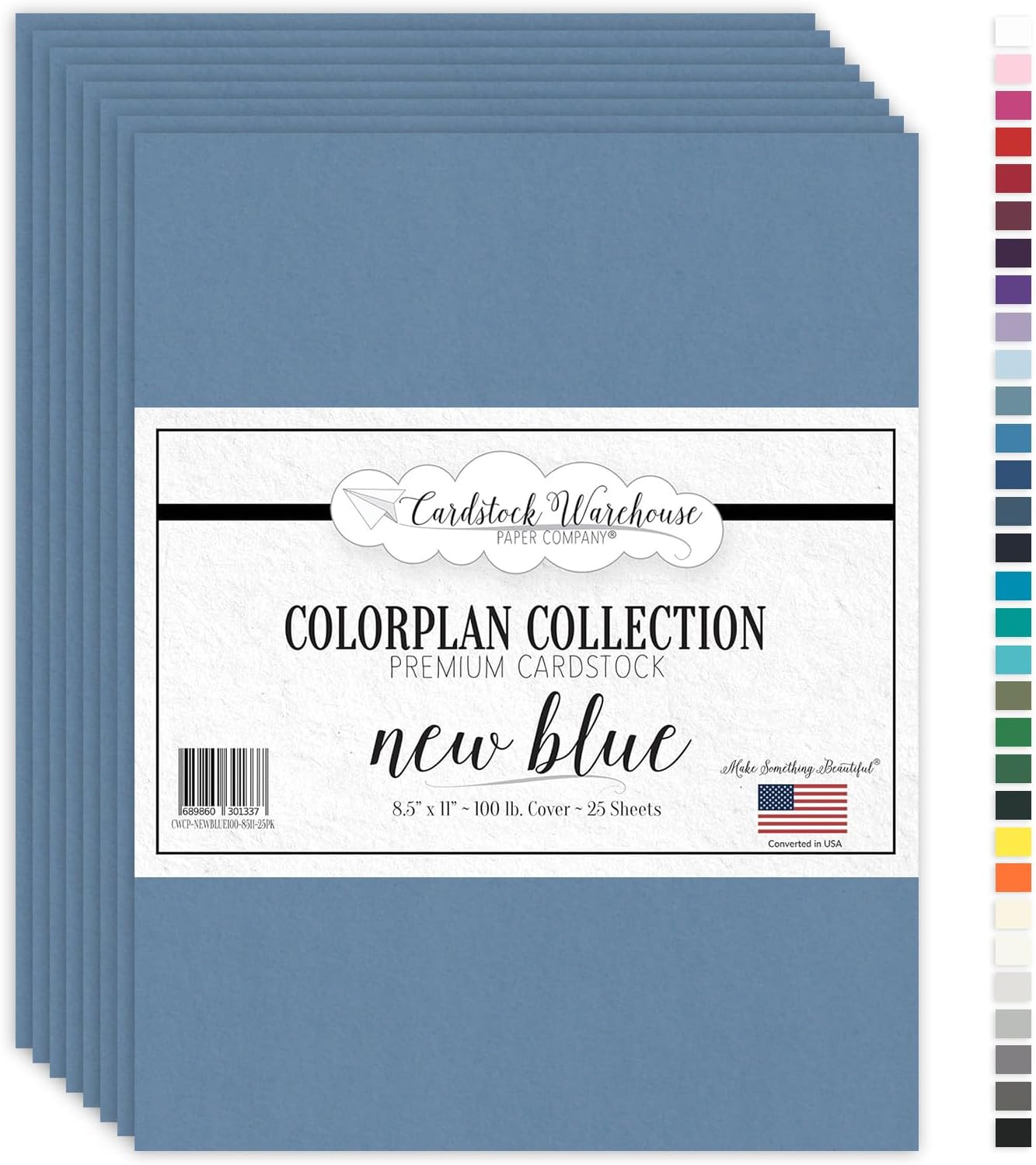 Cardstock Warehouse Colorplan New Blue - 8.5 x 11" - 100 Lb. / 270 Gsm Matte Premium Cardstock Paper - 25 Sheets