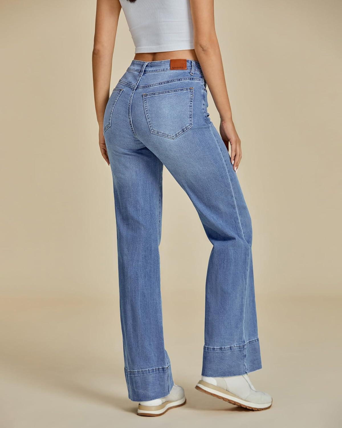 luvamia Wide Leg Jeans for Women High Waisted Flare Trendy Stretchy Denim Pants Baggy Classic Trouser Jeans with Pockets - Image 6