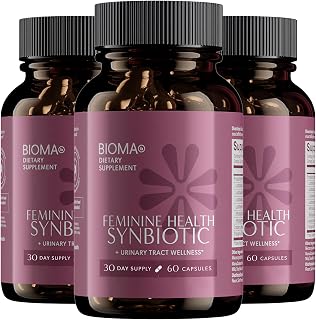 BIOMA Feminine Health Synbiotic - Women's Health Supplement for Healthy Vaginal pH, Urinary Tract & Digestive Support - with Probiotics, Cranberry & Tributyrin - 180 Capsules (3 Pack, 90-Day Supply)
