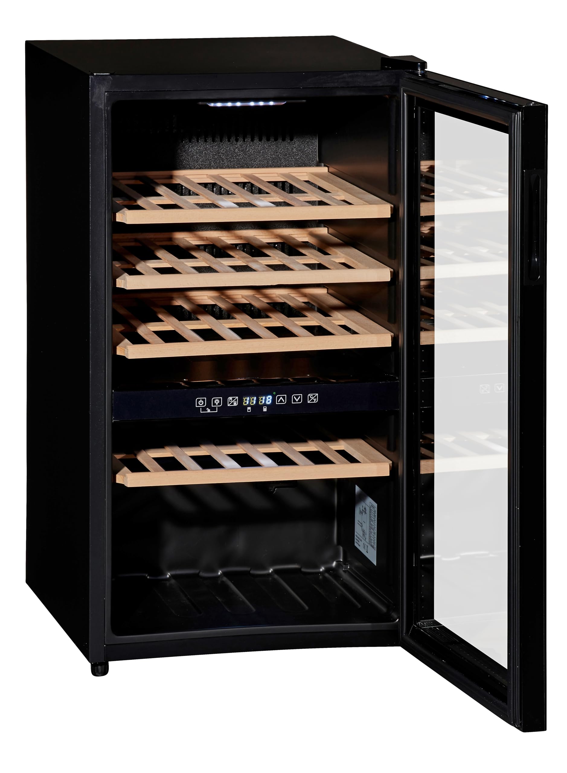 Wolkenstein WTS49DW | Stand Weinkühlschrank | Vinothek | 2 Temperaturzonen | Platz für 49 Flaschen | Touch Control Display | Schwarz | 86 x 48 cm