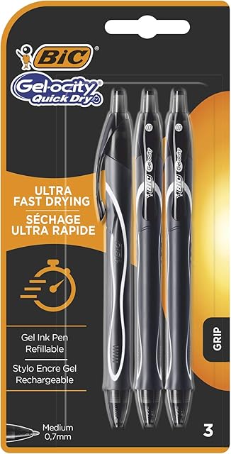 BIC Gel-ocity Quick Dry Gel Ink Pens - Black, Pack of 3