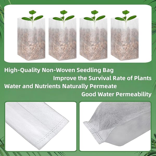 600 Piezas Bolsas de Cultivo de Plantas, Bolsas de Vivero Planta de Tela no Tejida, Bolsa de Tela para Macetas, Biodegradable, Transpirable, para Verduras, Flores y Frutas en Granjas (12.5×17.5cm) - 3