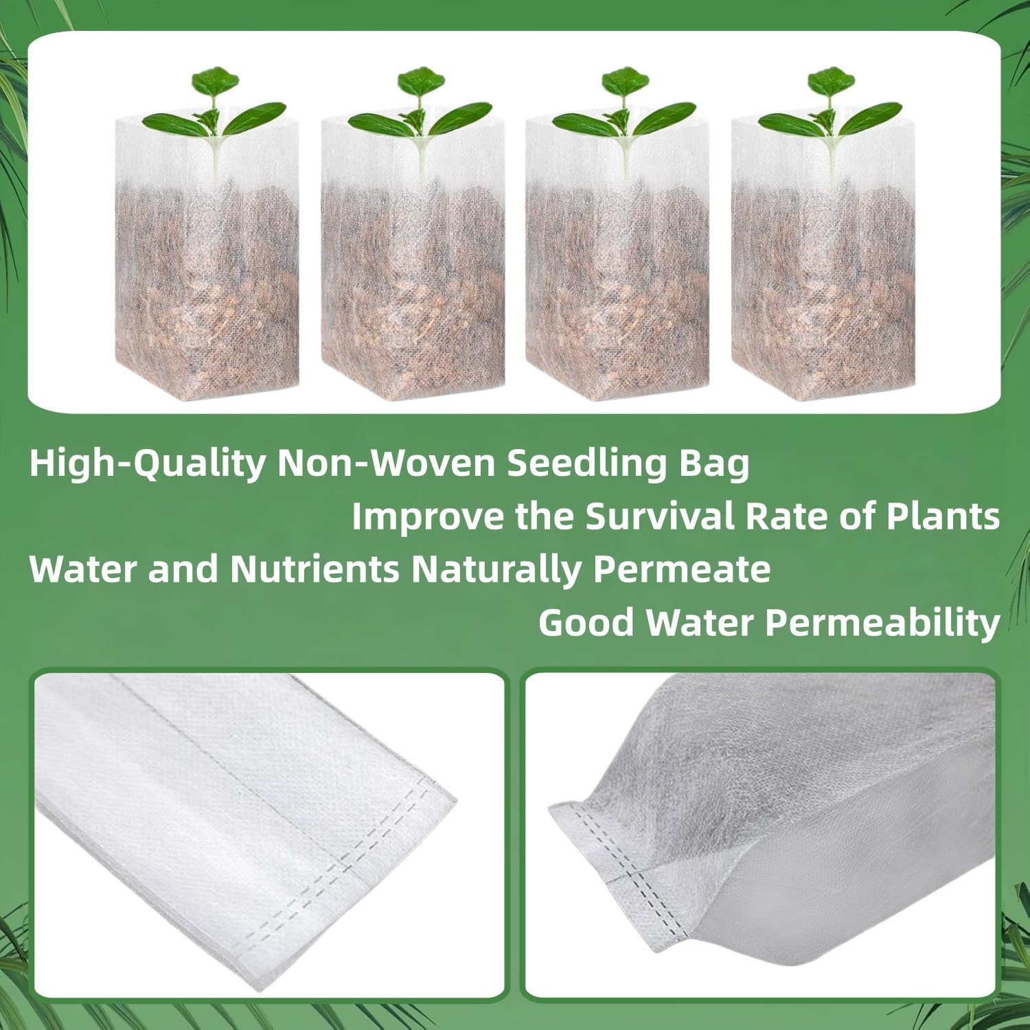 600 Piezas Bolsas de Cultivo de Plantas, Bolsas de Vivero Planta de Tela no Tejida, Bolsa de Tela para Macetas, Biodegradable, Transpirable, para Verduras, Flores y Frutas en Granjas (12.5×17.5cm) - 4