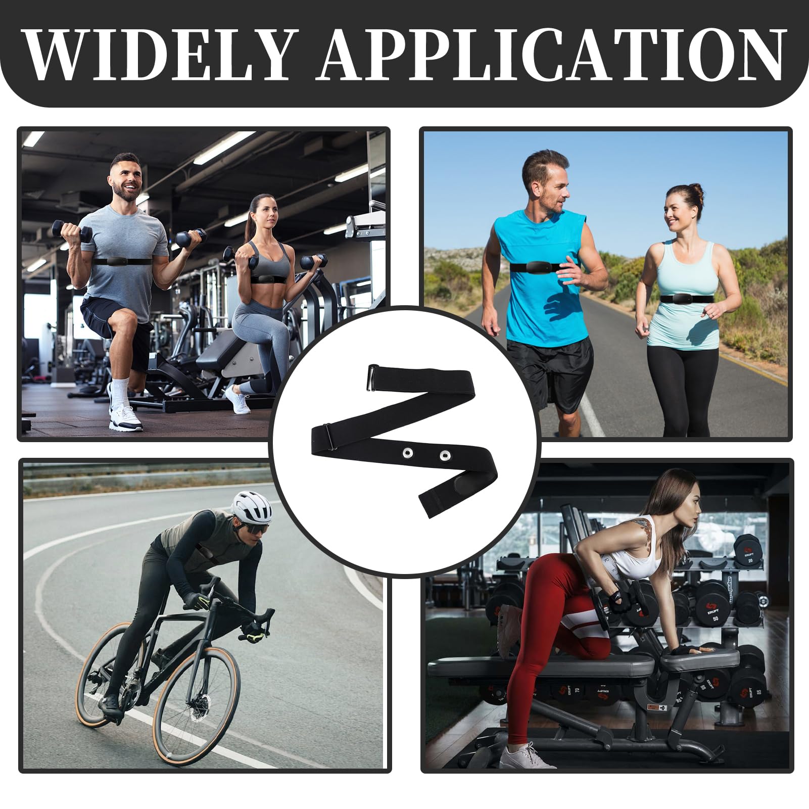 Banda de cardio elástica ajustable de 65 cm a 98 cm, correa de repuesto de tela premium de nailon y spandex con enganche de distancia de 45 mm para entrenamiento cardiovascular