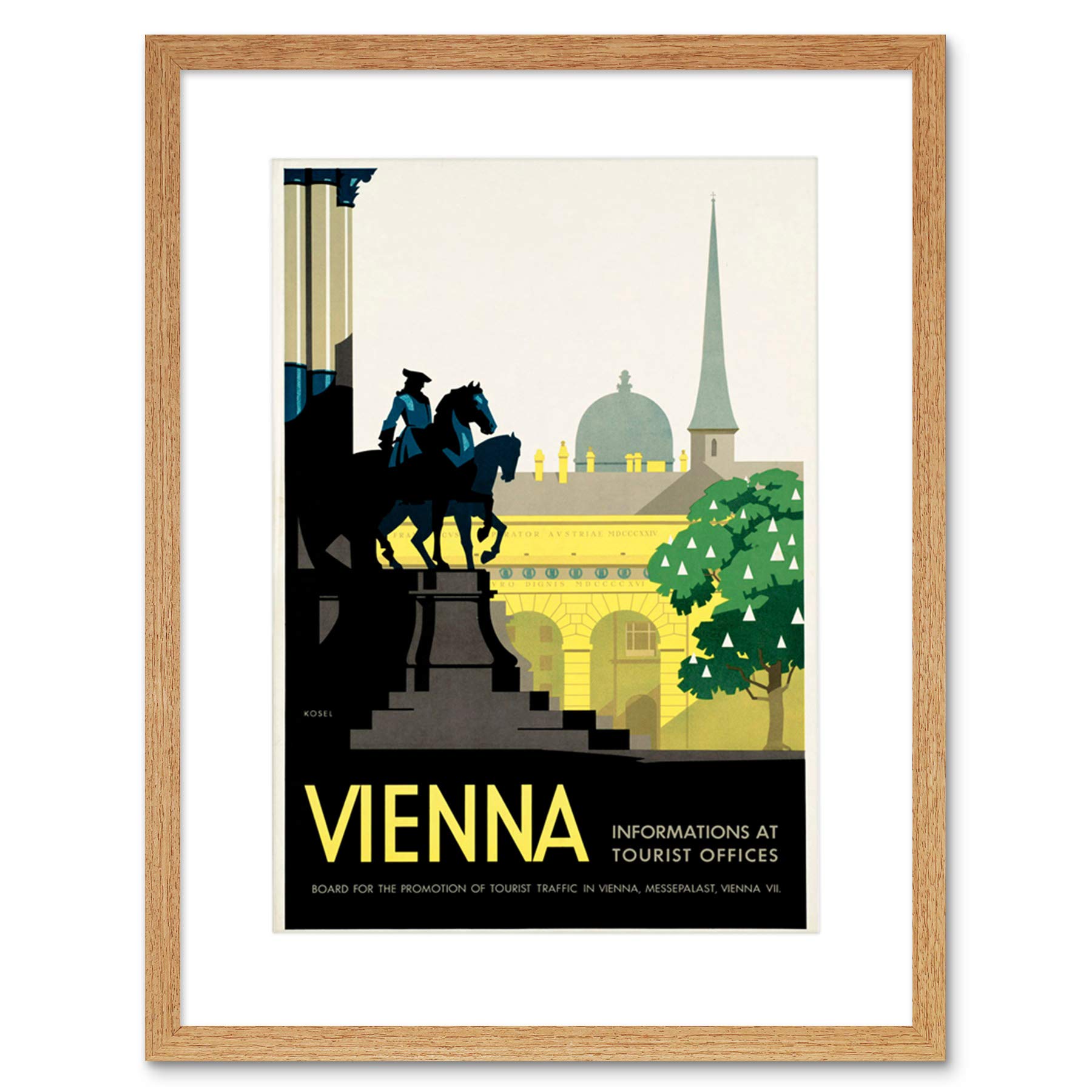 Wee Blue Coo TRAVEL VIENNA AUSTRIA IMPERIAL STATUE SPIRE CHURCH FRAMED ART PRINT B12X6576