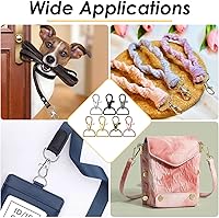 Vista 5 de Ganchos Giratorios con Mosquetón, Anezus 80 Piezas Ganchos de Clip para Llavero, Clip de Anillo en D Hardware para Cordón para Hacer Llaveros, Hacer