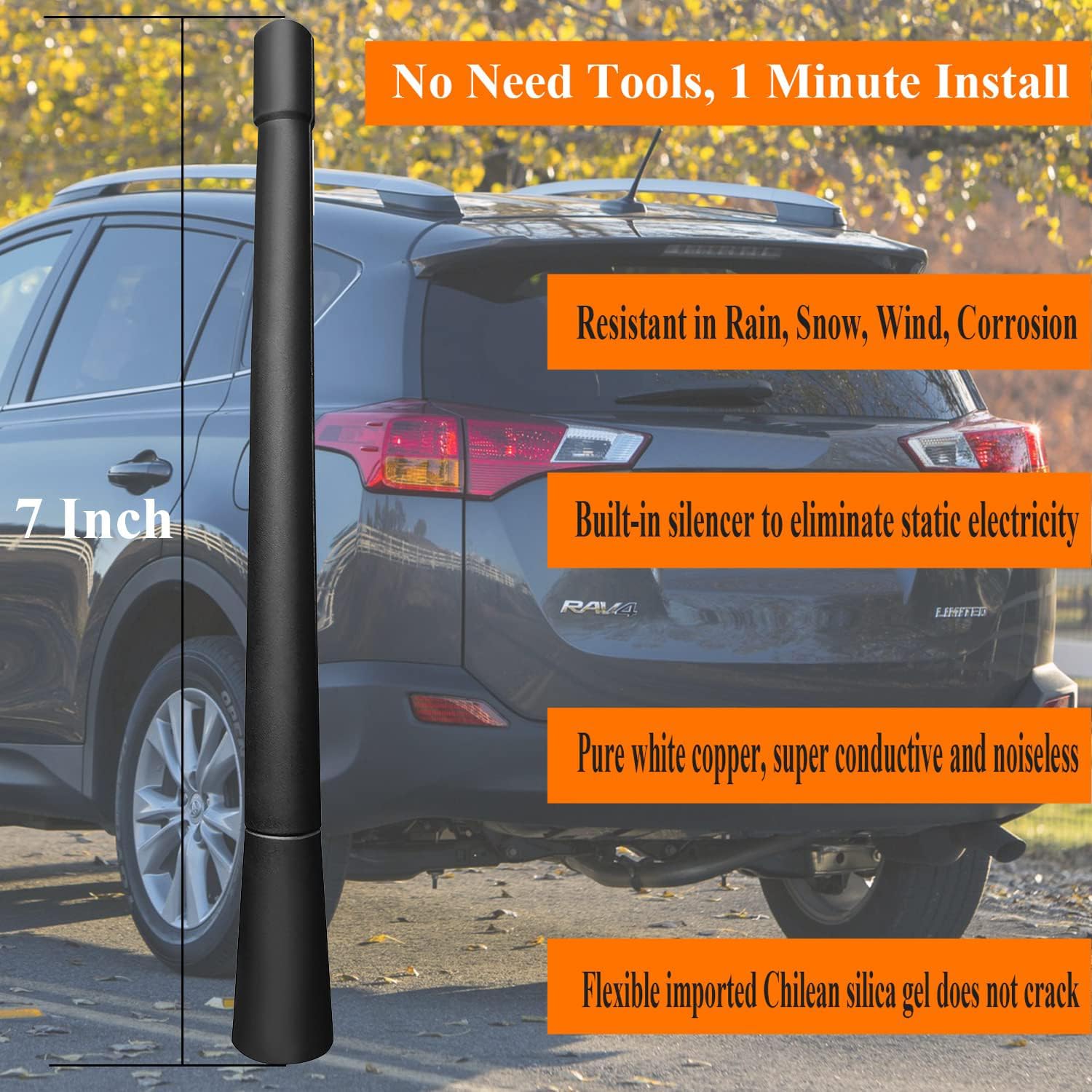 7 Inch Antenna Replacement Mast for Toyota RAV4 (2009-2015), RAV4 Antenna