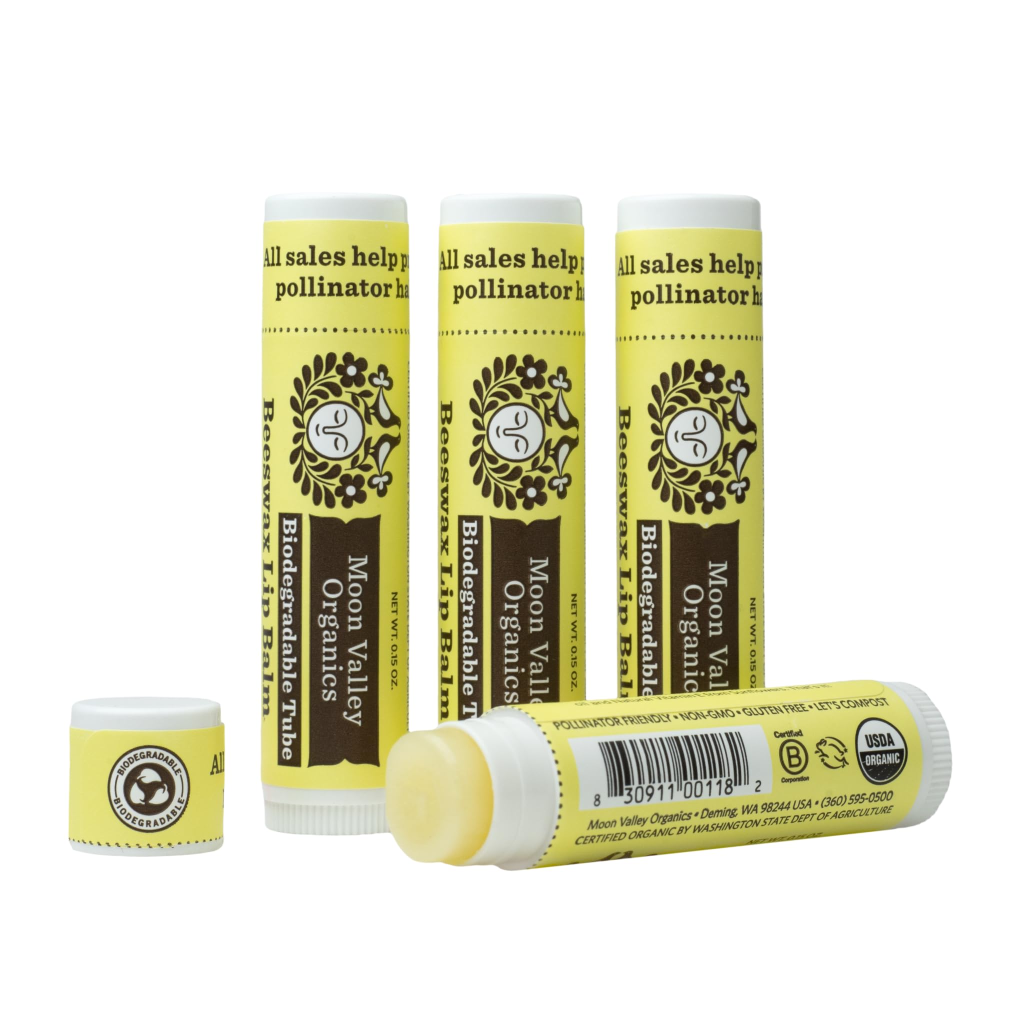 Beeswax Lip Balm for Moisturizing Lips and Cuticles (VELVETY VANILLA, 4-Pack)