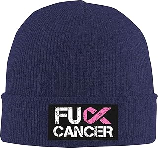 Fuck Cancer Breast Cancer Support Cool Hat Slouchy Beanie for Men Winter Hats for Guys Cool Beanies Mens Knit Hat