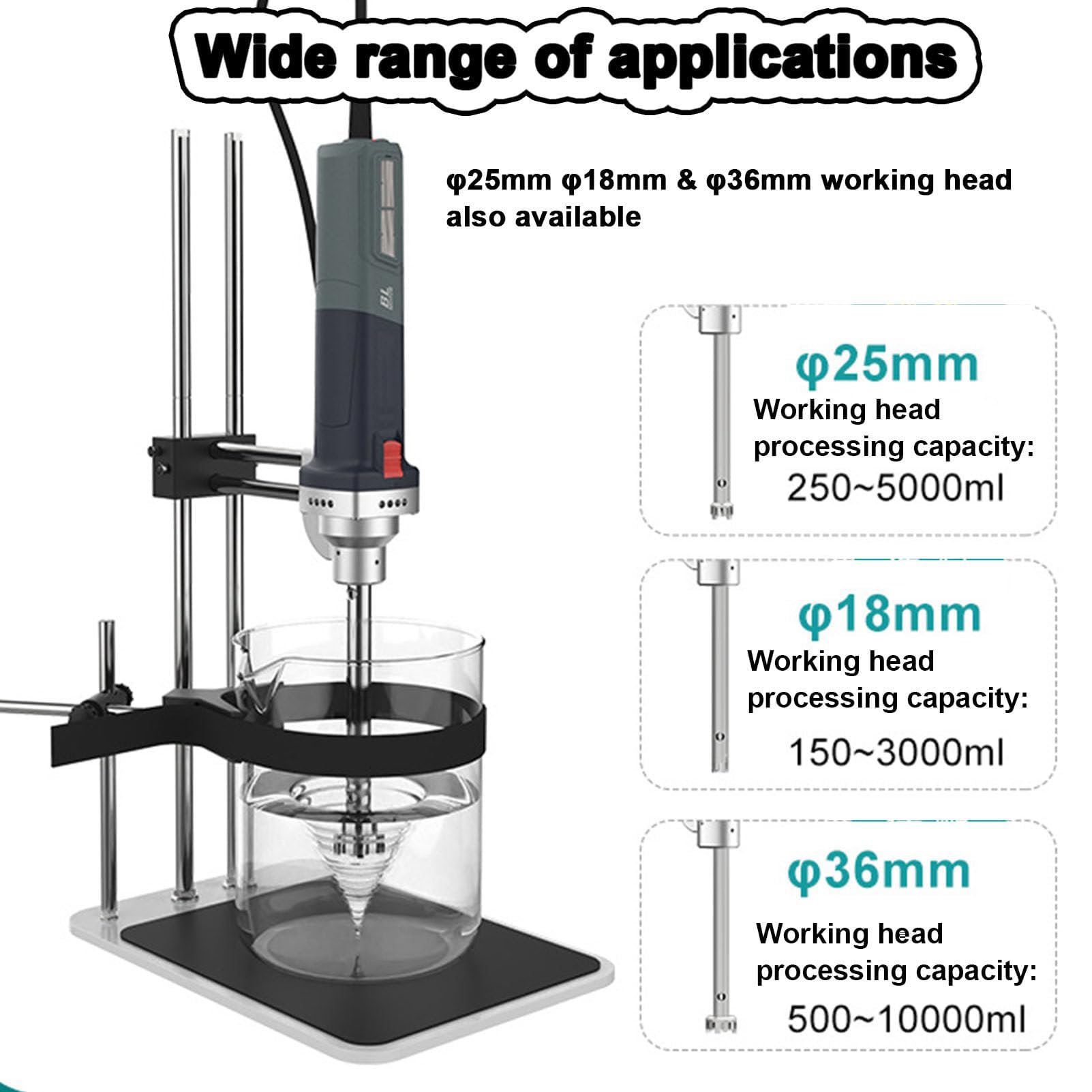 Homogeneizador de alta velocidad, emulsionante dispersor de laboratorio con engranajes ajustables, doble soporte vertical para homogeneización y mezcla de células