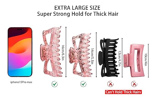 Miniatura 10 de Antmoilios Pinzas de garra extra grandes para cabello grueso 64 pulgadas agarre fuerte accesorios jumbo mate para mujer cabello largo rizado lindo