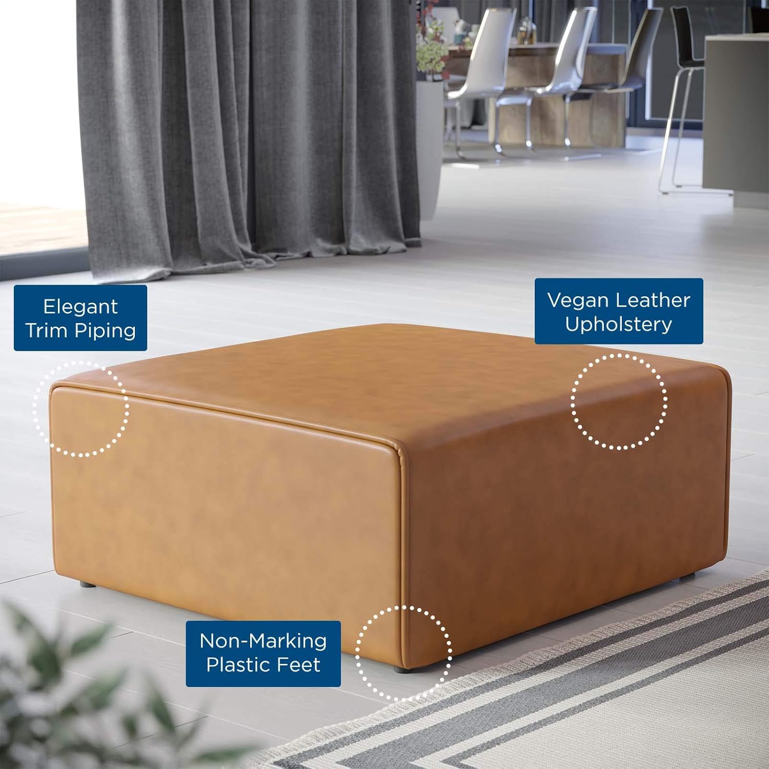 Modway Mingle Vegan Leather Ottoman in Tan