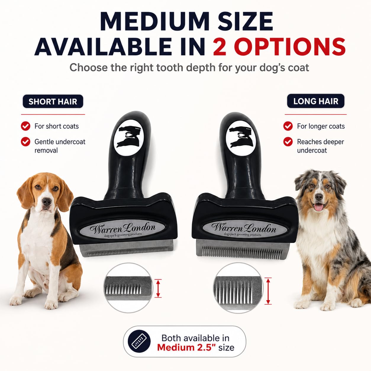 Warren London Brosse pour chien en acier inoxydable avec bouton éjecteur de fourrure Taille M