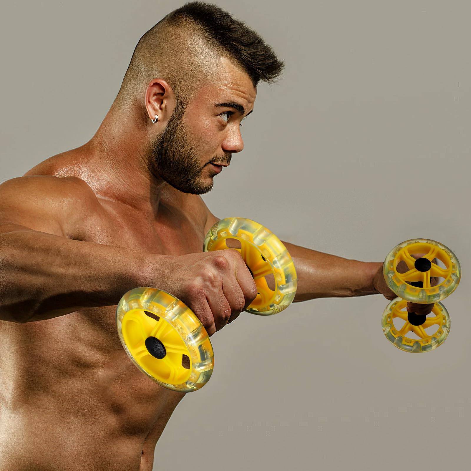 Ciieeo Rueda Abdominal Doble para Ejercicios en Casa, Diseño Ligero Ruedas Dobles y Asas Antideslizantes para Fortalecer Vientre y Quemar Calorías