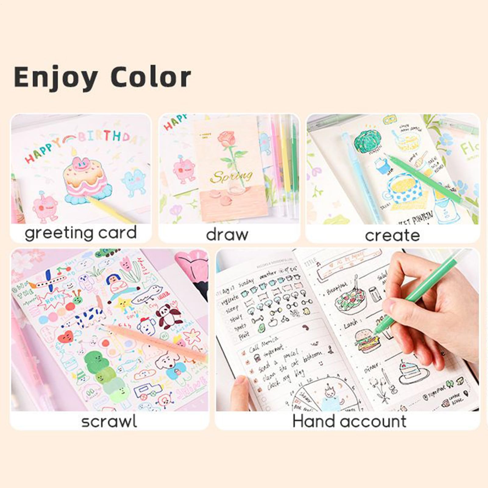 Długopisy żelowe Cienka końcówka, płynne pisanie | Zestaw kolorowych długopisów żelowych Dla Dzieci Dorosłych Rysowanie Scrapbooking Kolorowanie Kartki Okolicznościowe Dom