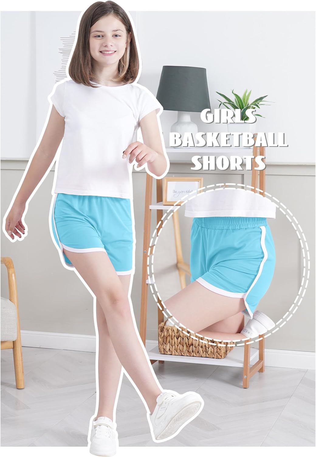 Aikuco 5 Packs Girls Soccer Shorts Toddler Athletic Running Dolphin Active Gym Workout Kids Quick Dry Shorts for Girls