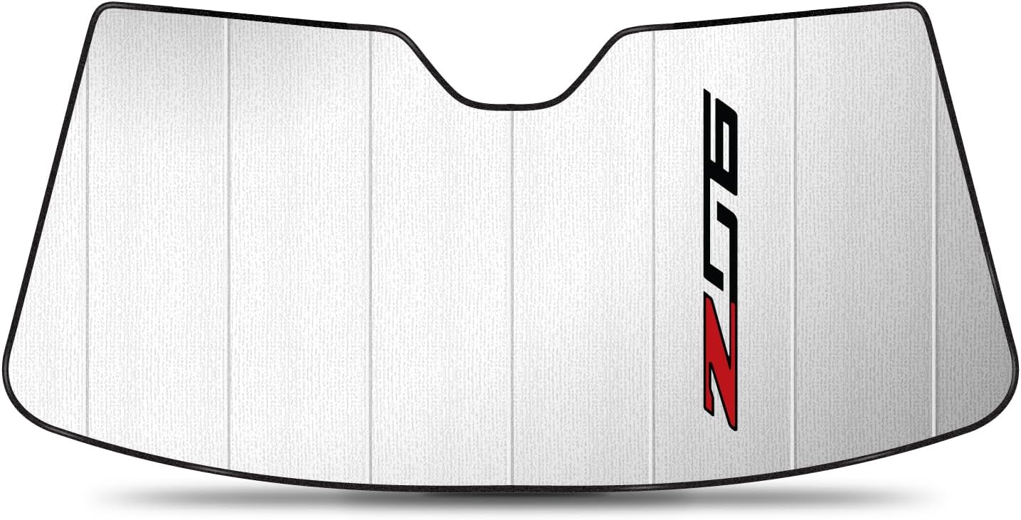iPick Image for Chevrolet Corvette C7 Z06 Logo 2014 to 2019 Custom Fit Silver Folding Windshield Sunshade
