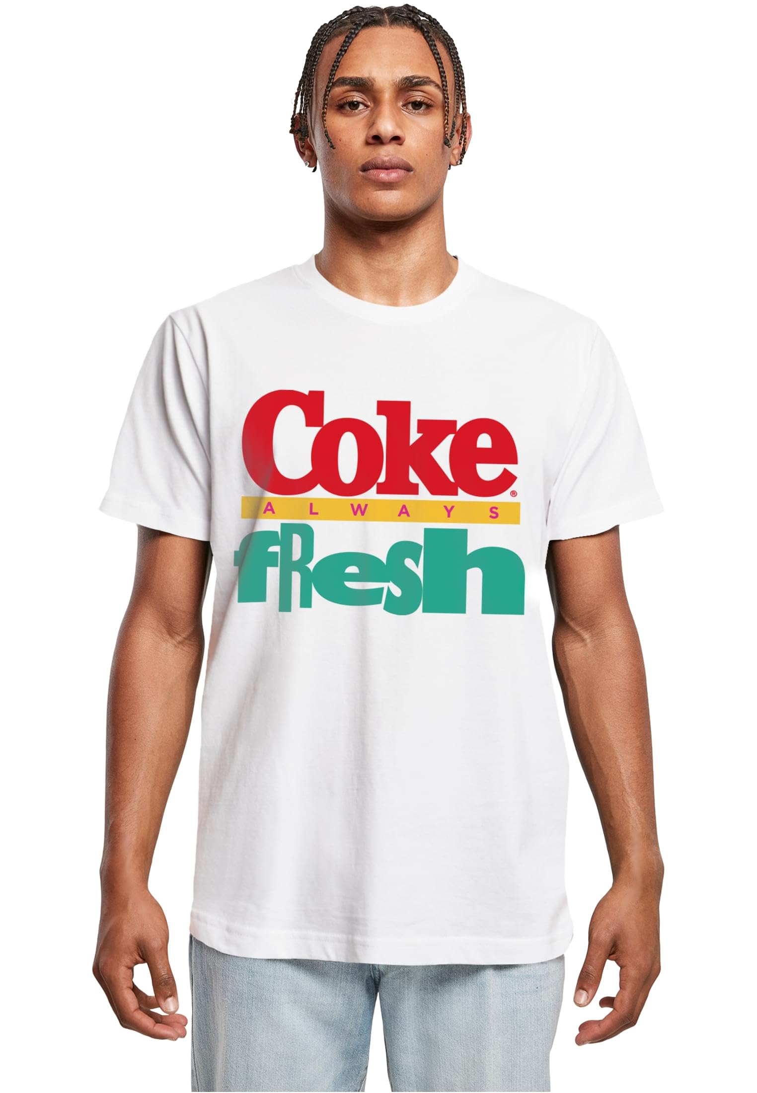 Merchcode Men's Mc895-coca Cola 90's Logo Tee T-Shirt, White, S