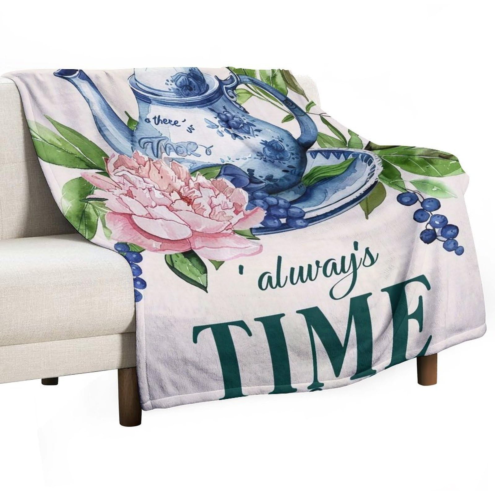 YHGSREUOH Tea-Always-Time_04 Flannel Blankets Fleece Soft Throw Lightweight Plush Gifts for Couch, Bed, Cozy Sofa Plush, Chair, Lovers 130x150cm(50x60in)