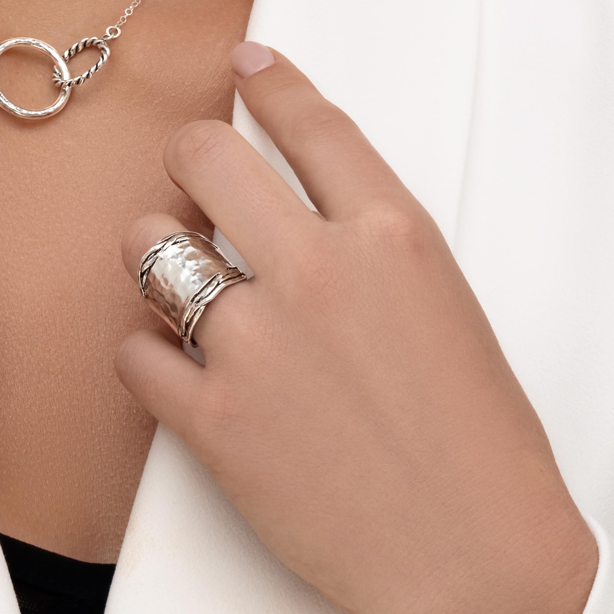 925 Sterling Silber Ring im Vintage Antik Look, hypoallergen, nickelfrei, bleifrei, handgefertigte Designer-Kollektion