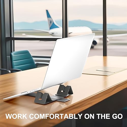 Miniatura 5 de Soporte magnético ajustable para portátil de viaje para nómadas digitales y viajeros de negocios. Compacto, plegable e ideal para uso en escritorio.